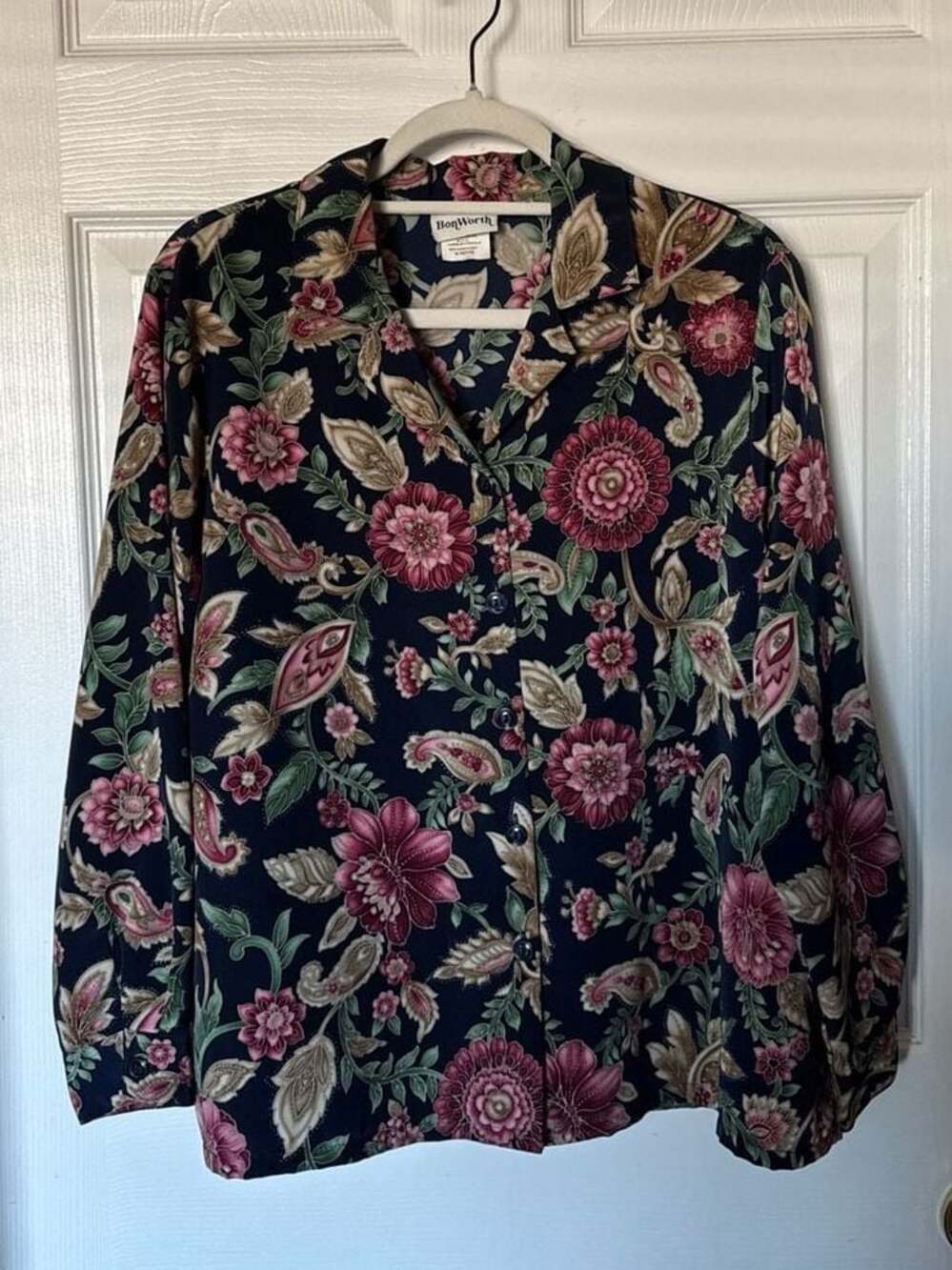 Bonworth Vintage Floral Paisley Button Up Blouse Medium Petite